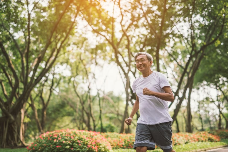 older adult man working out