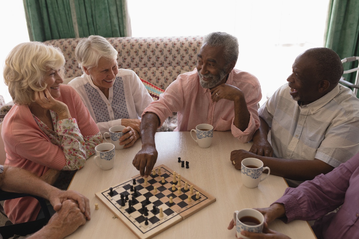 seniors socializing together